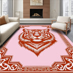 Crimson Tiger Portrait Ornate Frame Rug