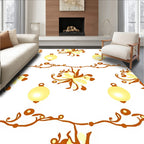 Warm Ochre Floral Garland Medallion Rug