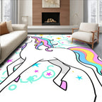Whimsical Rainbow Unicorn Stars Swirls Rug