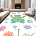 Whimsical Frog Flower Garden Rug