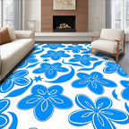 Bold Blue Tropical Floral Medley Rug