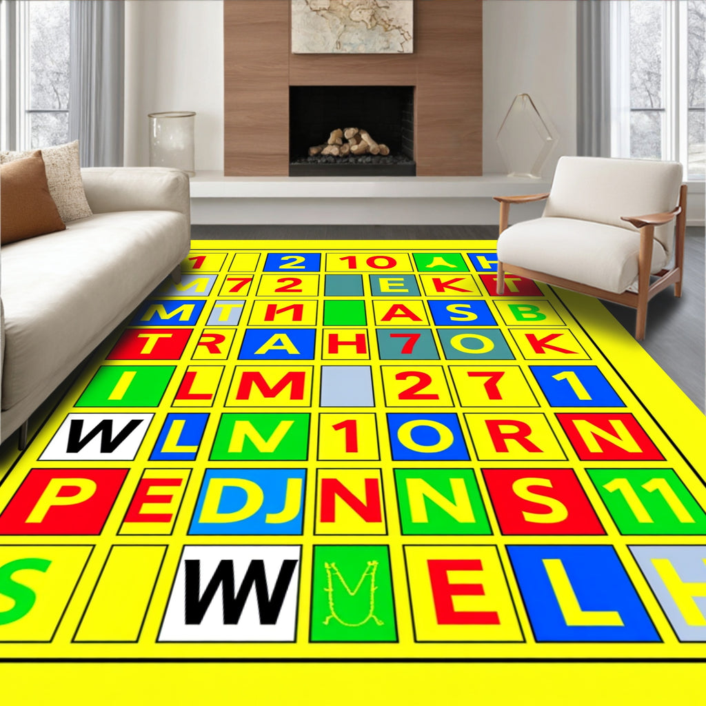 Bold Alphabetical Grid Graphic Rug
