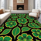 Green Yellow Bold Floral Garden Rug