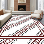 Crimson Zigzag Chain Border Rug