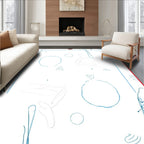 Minimalist Blue Abstract Contour Elements Rug