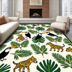 Tropical Toucan Leopard Leaf Ensemble Rug