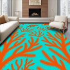 Bright Orange Coral Fish Reef Rug
