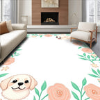 Peach Rose Garden Puppy Border Rug
