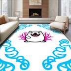 Cute White Blob Coral Border Rug