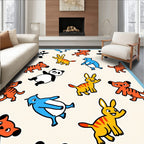 Playful Animals Panda Tiger Bunny Trio Rug