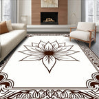 Ornate Brown Lotus Frame Rug