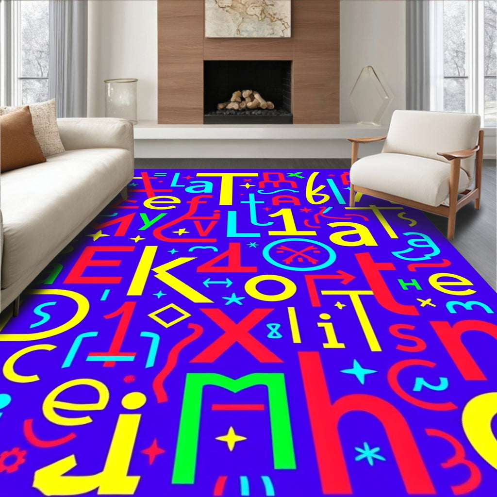 Vibrant Alphabet Collage Abstract Rug