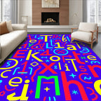 Vibrant Alphabet Collage Abstract Rug