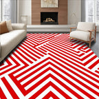Bold Crimson Interlocking Lines Rug