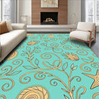 Ocean Aqua Swirl Seashell Starfish Vine Rug