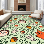 Whimsical Woodland Creatures Acorn Vines Rug