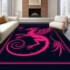Vibrant Pink Dragon Creature Border Rug