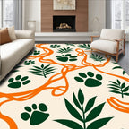 Forest Green Paw Print Vine Rug
