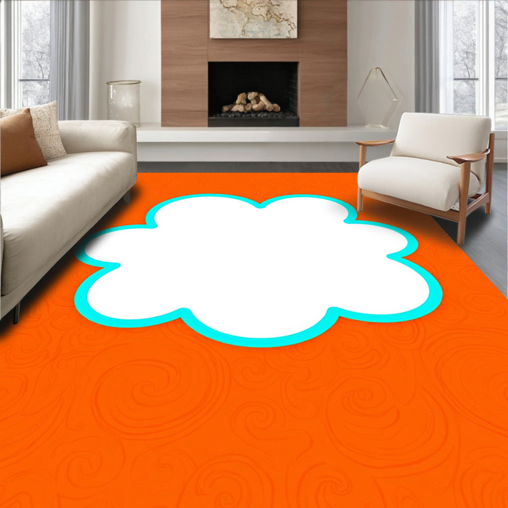 Orange Swirl Cloud Outline Rug