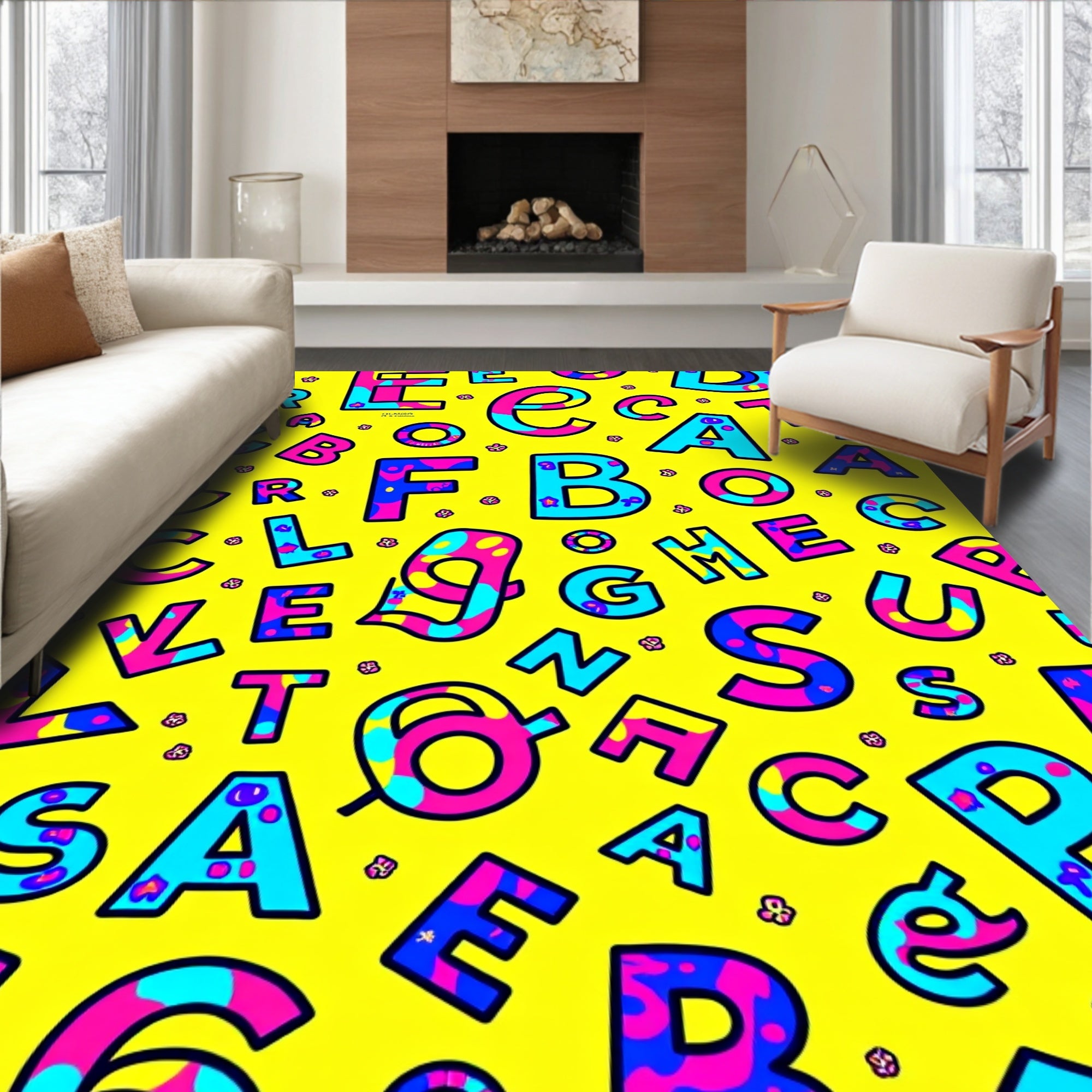Bold Alphabet Splash Rug