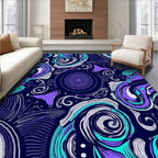 Cosmic Swirl Abstract Purple Teal Rug