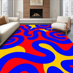 Retro Red Blue Yellow Swirl Rug