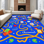 Energetic Blue Educational Abstract Journey Rug