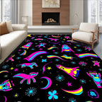 Surreal Neon Creatures and Cosmic Elements Rug