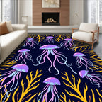 Purple Jellyfish Coral Deep Ocean Rug
