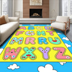 Playful Alphabet Cartoon Faces Rug