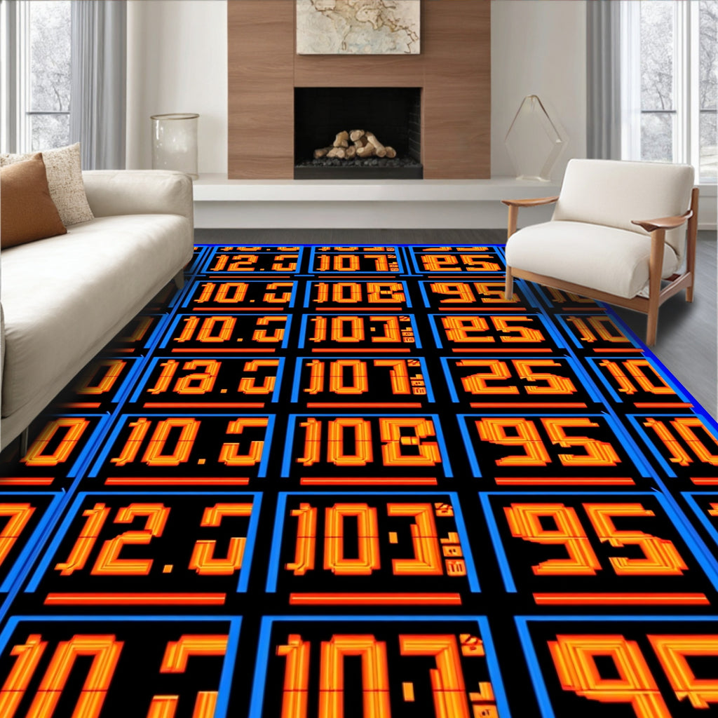 Retro Digital Display Numbers Rug