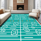 Teal White Rock Lines Rug