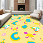 Yellow Blue Alphabet Cute Characters Rug