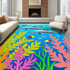 Playful Dolphins Coral Reef Aquatic World Rug