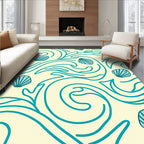 Coastal Blue Seashell Swirls Rug