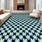 Deep Teal Mint Geometric Lattice Rug