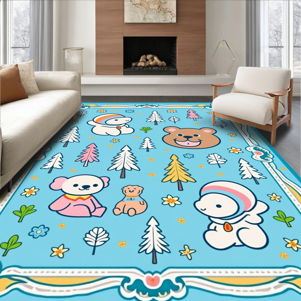 Whimsical Cute Animal Forest Woodland Rug