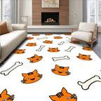 Playful Orange Cat Bone Collection Rug