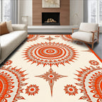 Vibrant Orange Sunburst Medallion Rug
