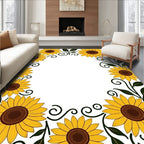 Golden Yellow Sunflower Meadow Border Rug
