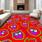 Radiant Red Quirky Cat Faces Rug