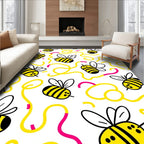 Playful Yellow Bee Swirls Rug