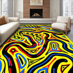 Bold Yellow Checkerboard Flow Rug