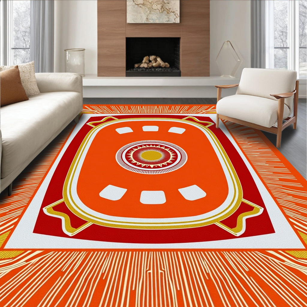 Vibrant Sunburst Geometric Medallion Rug