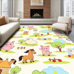 Whimsical Farm Friends Pink Pigs Sheep Rug