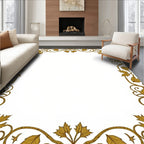 Golden Leaf Swirl Border Rug