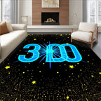 Electric Blue Stars Bursting Number Rug