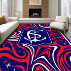 Deep Blue Red Swirl Anchor Emblem Rug