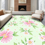 Pink White Blossom Garden With Leaves Rug