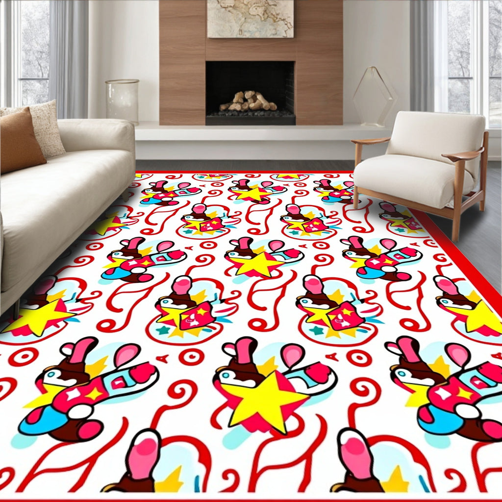 Whimsical Yellow Star Cartoon Delight Rug